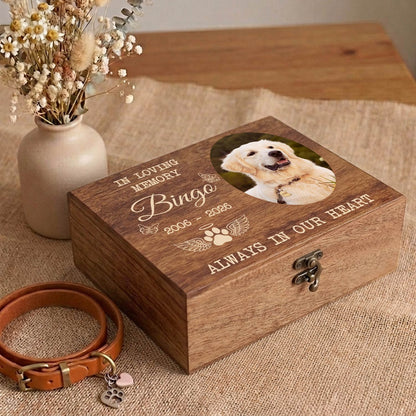 Pet Memorial Boxes for Dog Cat Loss-Personalized Photo Name Date-Toys Photo and Souvenir Storage Box