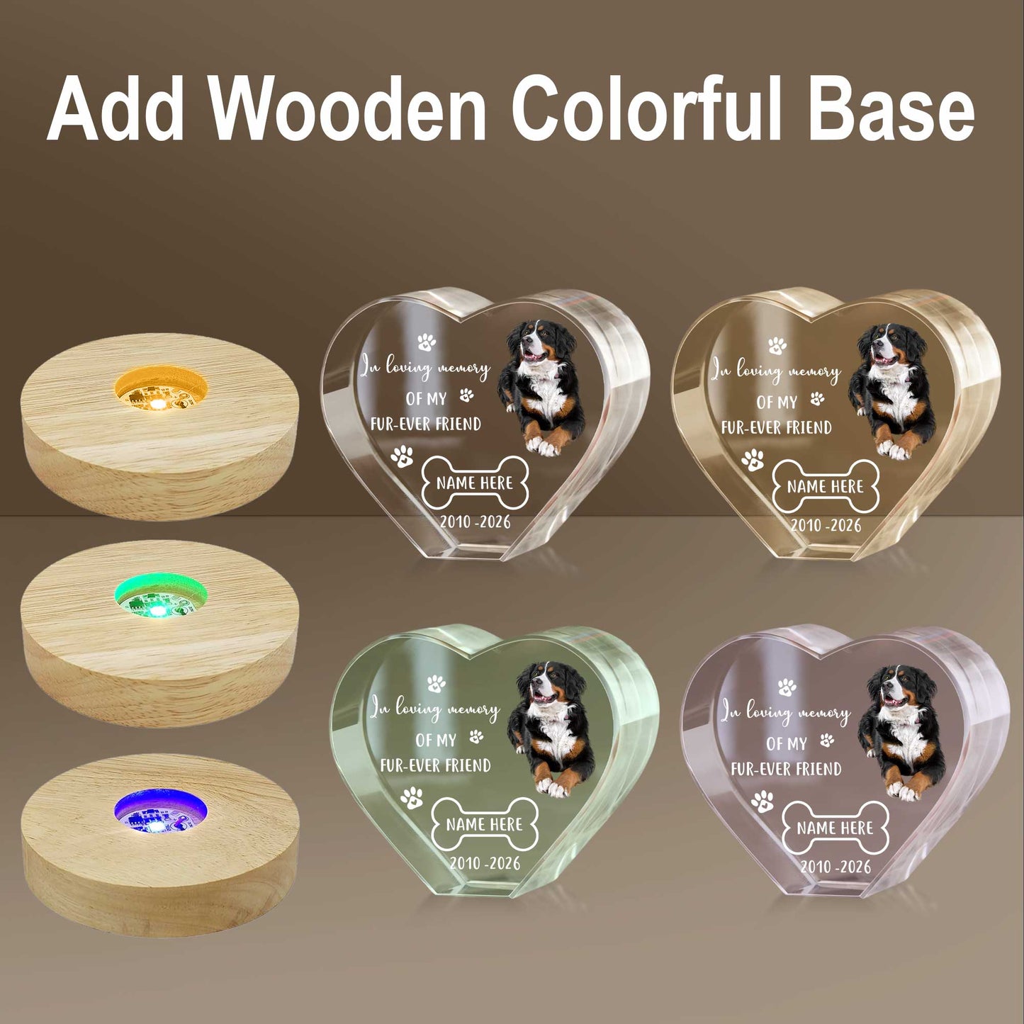 Personalized Fur-ever Friend Dog Memorial Gift-Custom Photo Shape Pet Loss Crystal Plaque Laser Engraved in USA