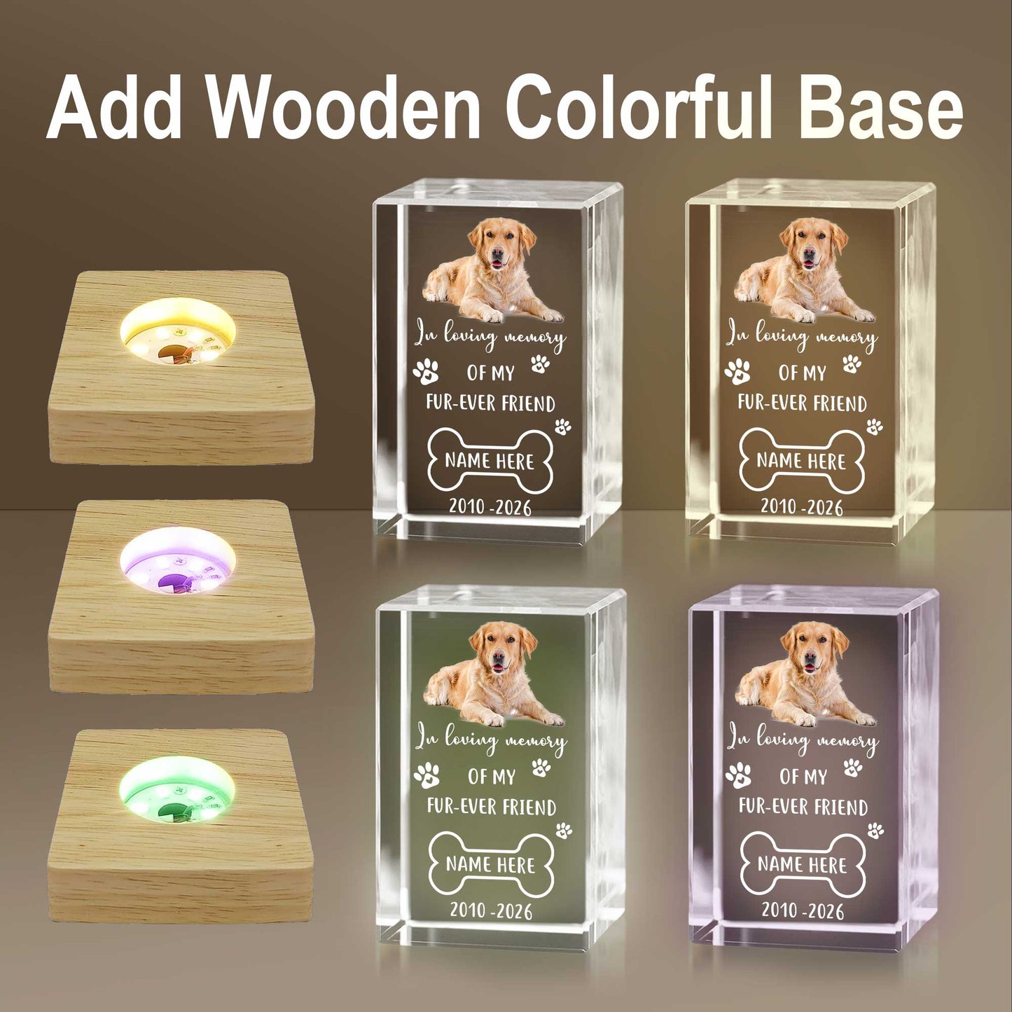 Personalized Fur-ever Friend Dog Memorial Gift-Custom Photo Shape Pet Loss Crystal Plaque Laser Engraved in USA