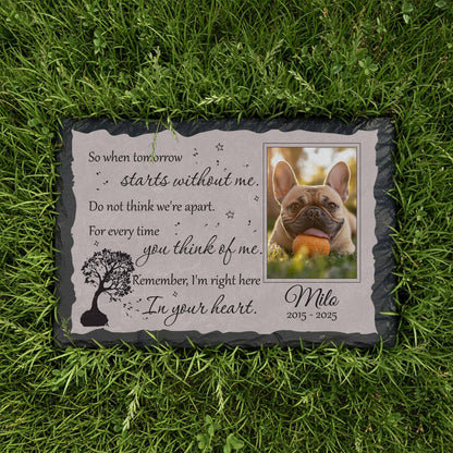 Customized granite dog burial marker with high-contrast etched portrait