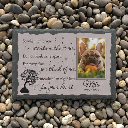 Polished side view of durable thick granite pet headstone