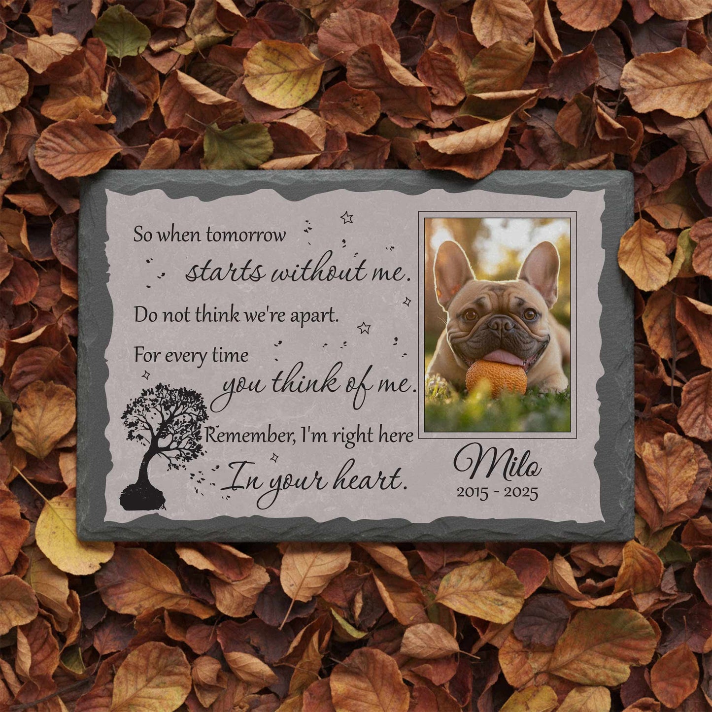 Solid granite pet loss plaque for outdoor memorial garden