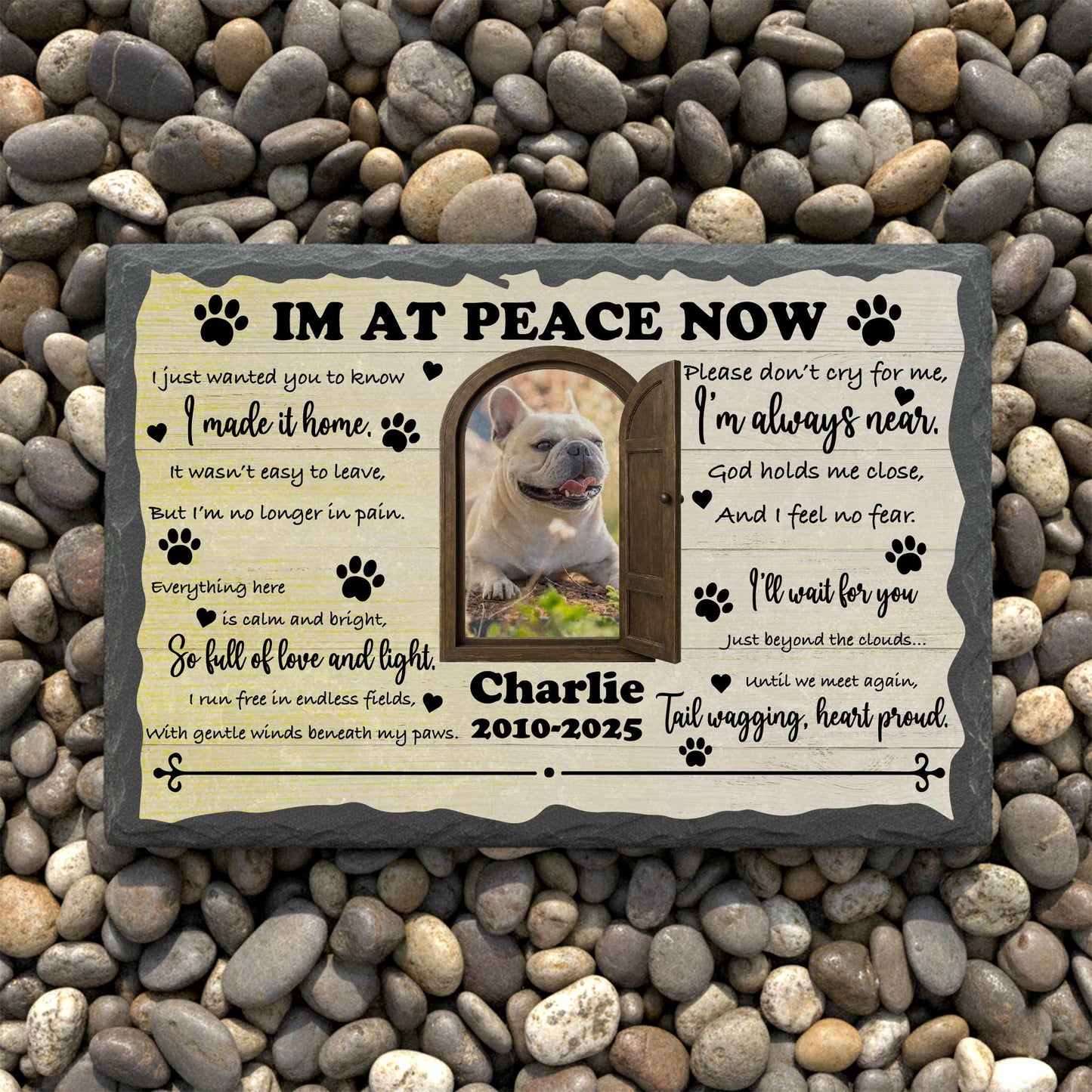 Polished bevel edge detail on solid granite pet headstone