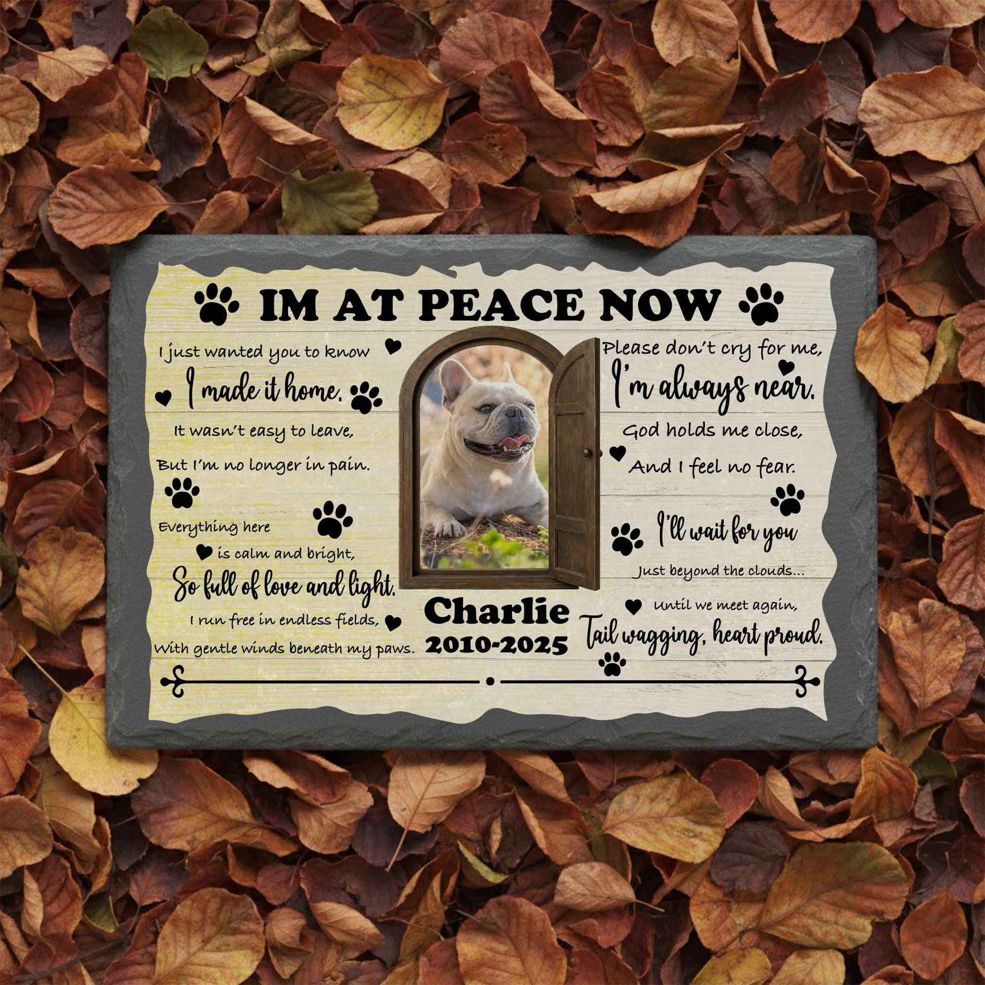 Weather-resistant black granite pet memorial for garden display