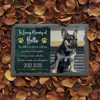 Glossy polished finish on solid black granite pet plaque