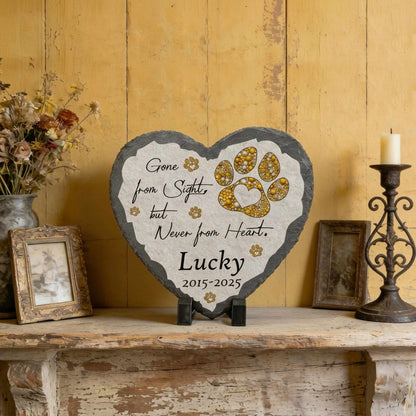 Modern edge-to-edge pet photo engraving on granite memorial stone