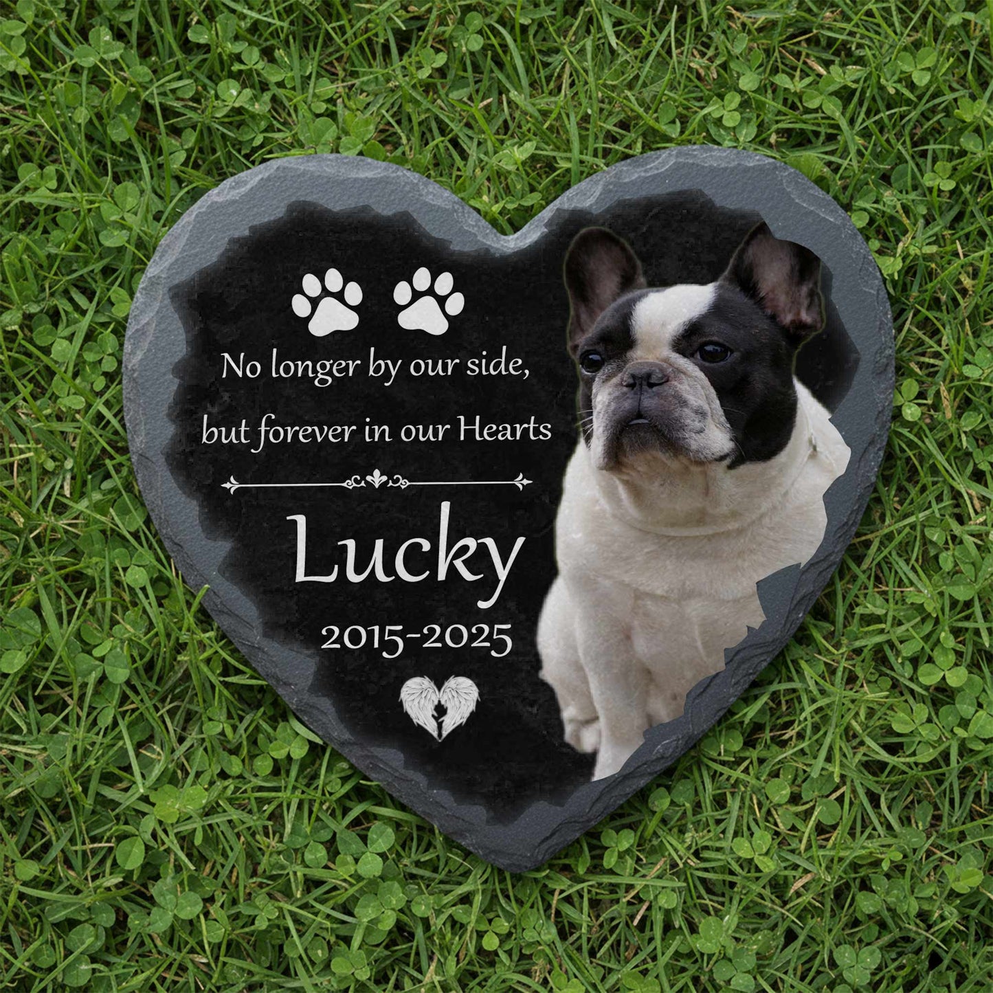 Customized granite pet burial plaque with decorative frame design