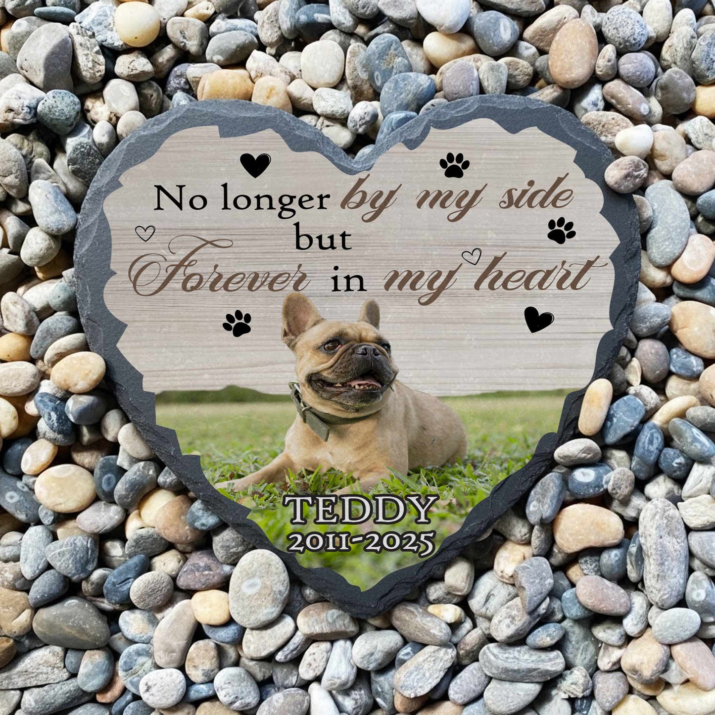 Hand-polished granite pet loss marker for outdoor memorial use