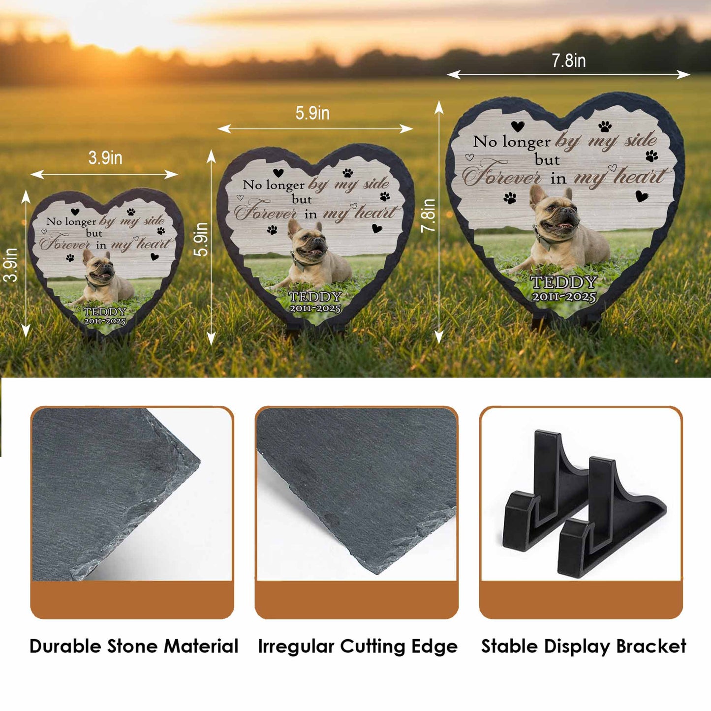 Laser engraved pet remembrance plaque with customized tribute text