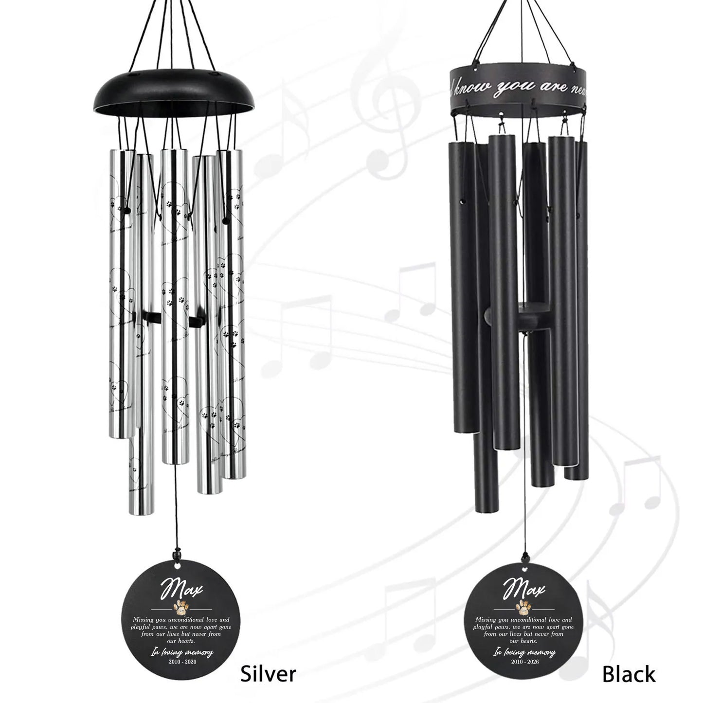 Dog Sympathy Wind Chimes with Photo Pet Memorial Gifts
