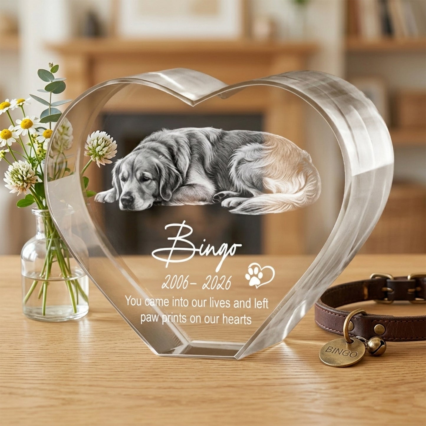 3D Engraved Crystal Photo Pet Memorial, Custom Dog Cat Portrait, Personalized Pet Loss Gift, Sympathy Keepsake Decor-USA Made