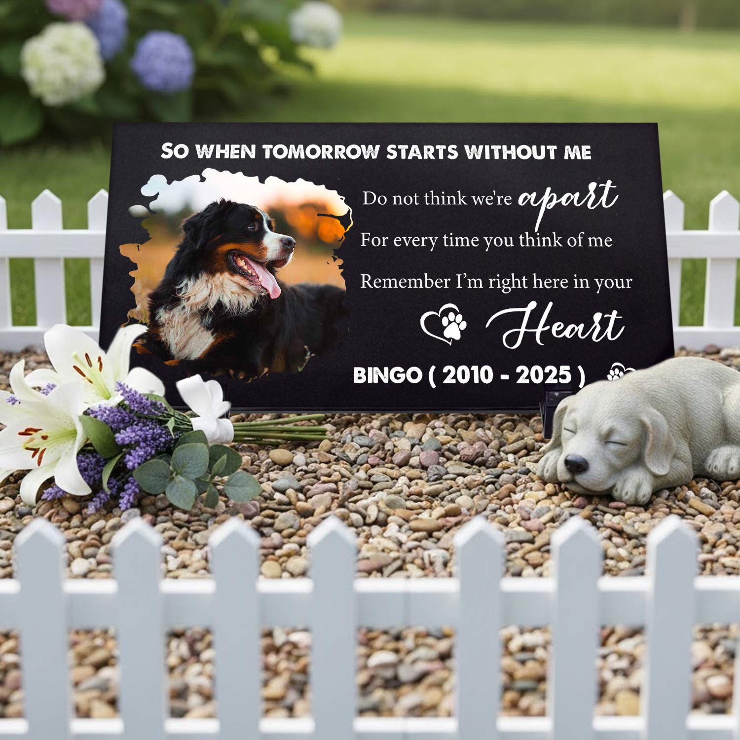 Laser engraved tribute message on premium black granite stone
