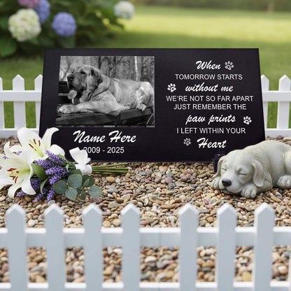 Custom text engraving on durable granite dog grave marker