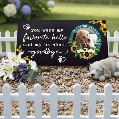 Custom laser printed memorial message on black granite stone