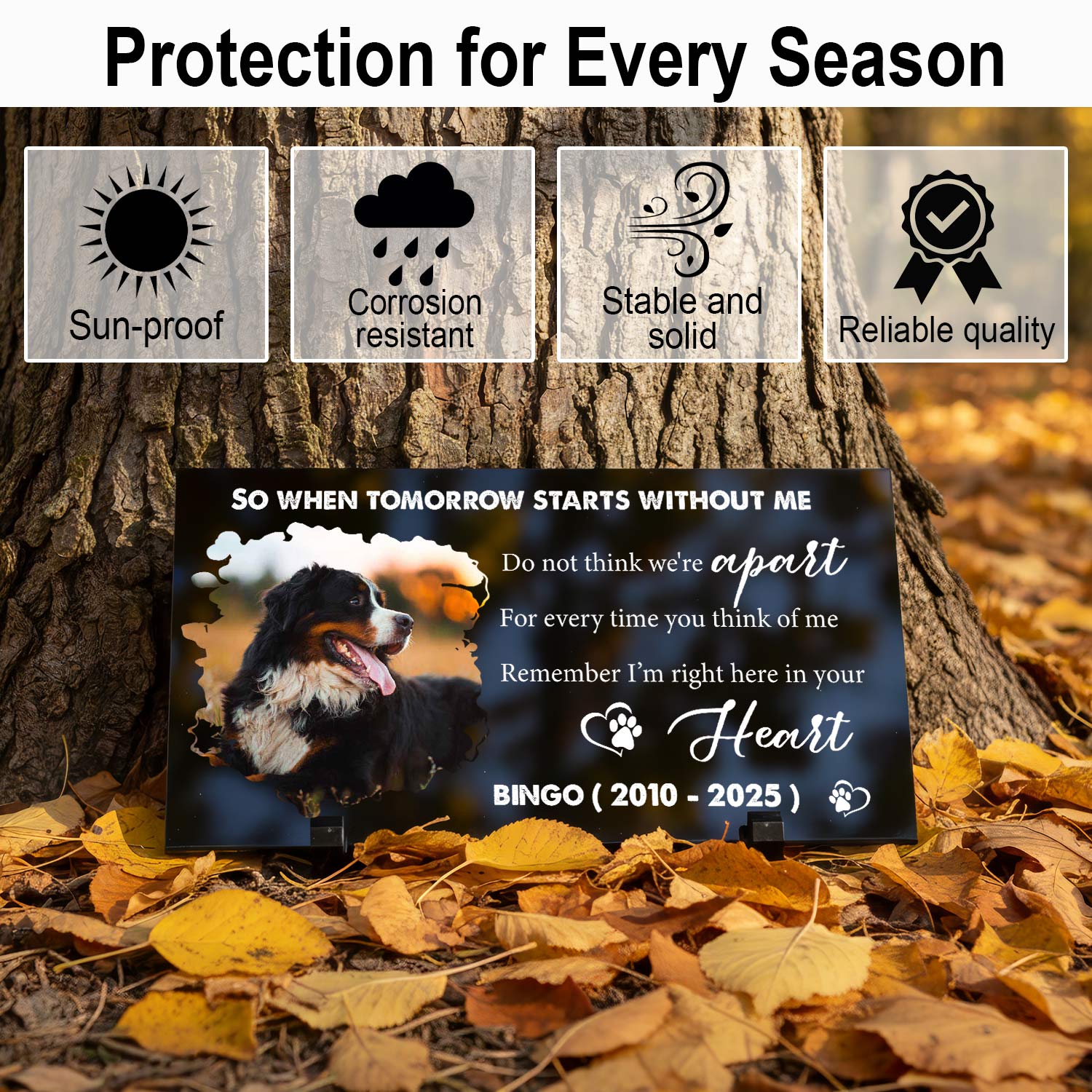 pet photo etching on weatherproof granite garden plaque
