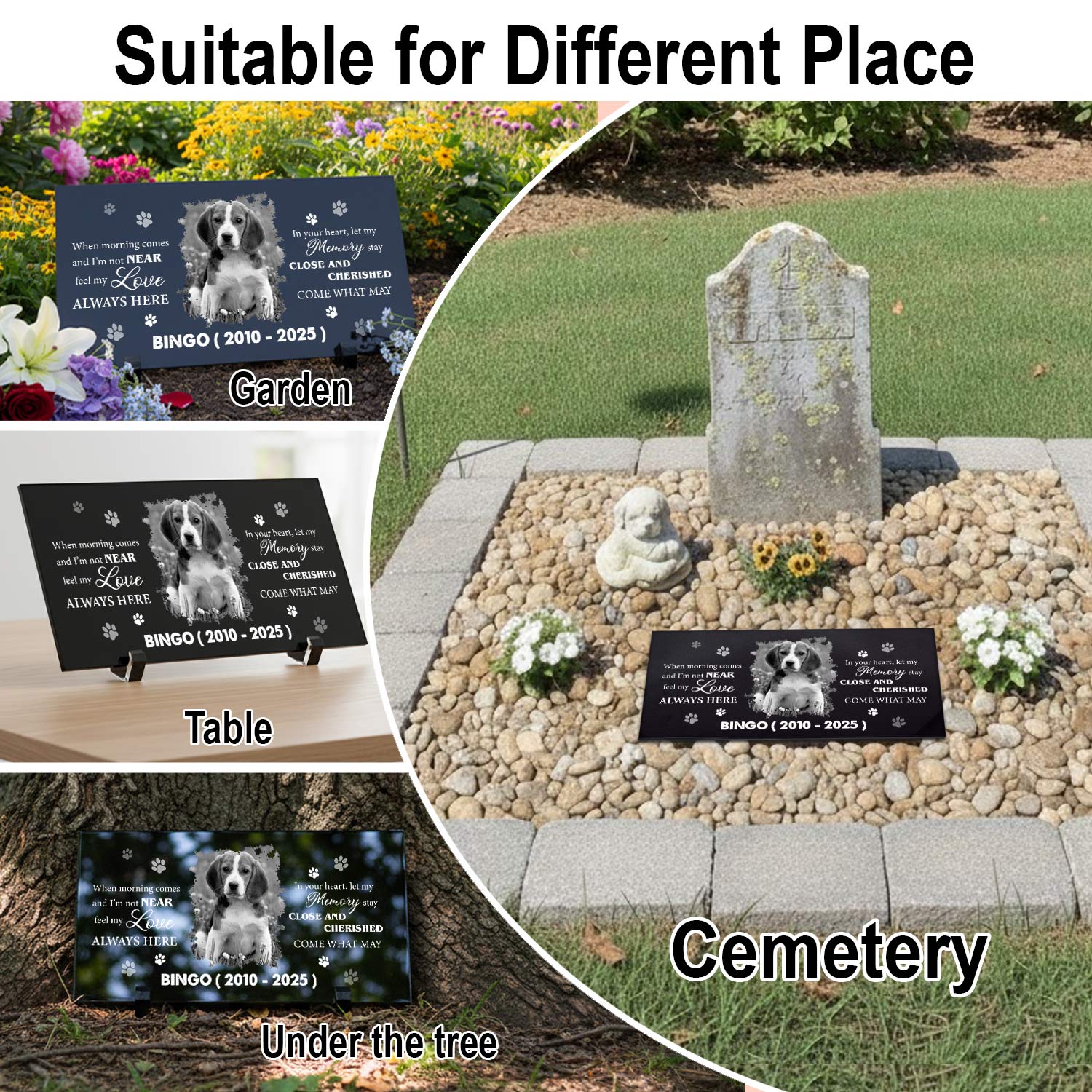 Durable granite pet burial markers