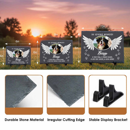 Custom Pet Photo Memorial Slate Stone-Personalized Dog Cat Loss Sympathy Gift-Angel Wings Grave Marker Plaque