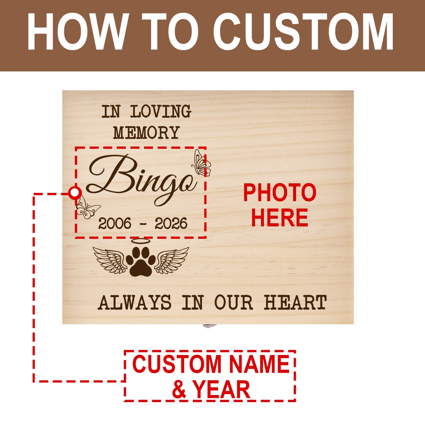 Pet Memorial Boxes for Dog Cat Loss-Personalized Photo Name Date-Toys Photo and Souvenir Storage Box