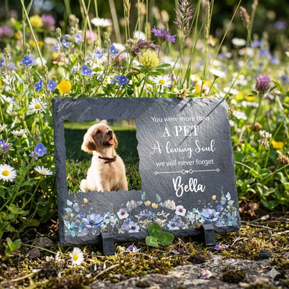 Custom Photo Slate Remembrance Plaque-Personalized Pet Loss Gifts for Dogs Cats-Made in USA