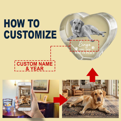 Custom 3D Photo Crystal Pet Memorial Gift-Personalized Dog Remembrance Crystal Laser Engraved in USA