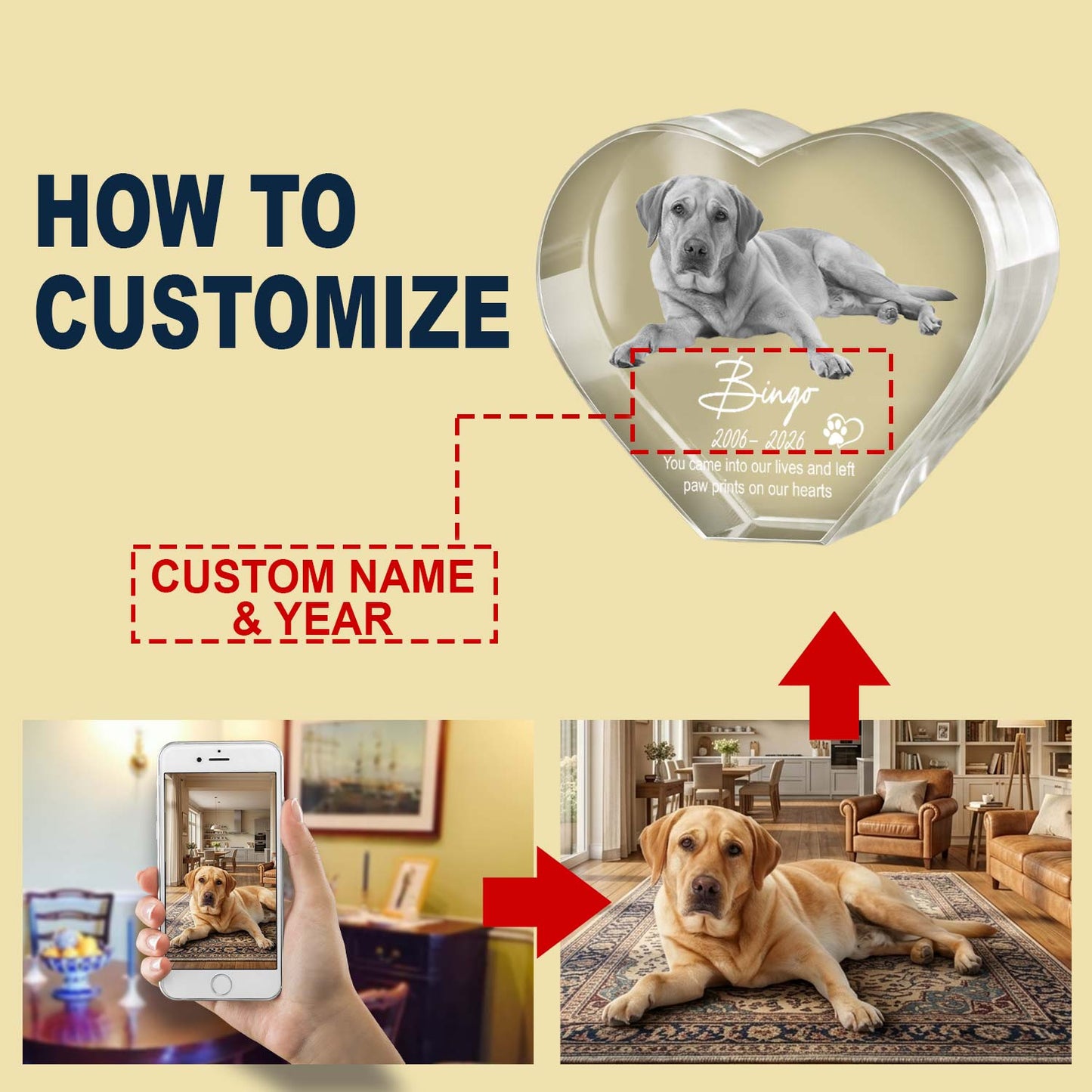 3D Engraved Crystal Photo Pet Memorial, Custom Dog Cat Portrait, Personalized Pet Loss Gift, Sympathy Keepsake Decor-USA Made