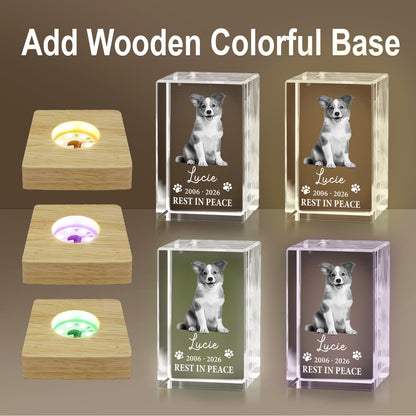 Custom 3D Photo Crystal Pet Memorial Gift-Personalized Dog Remembrance Crystal Laser Engraved in USA