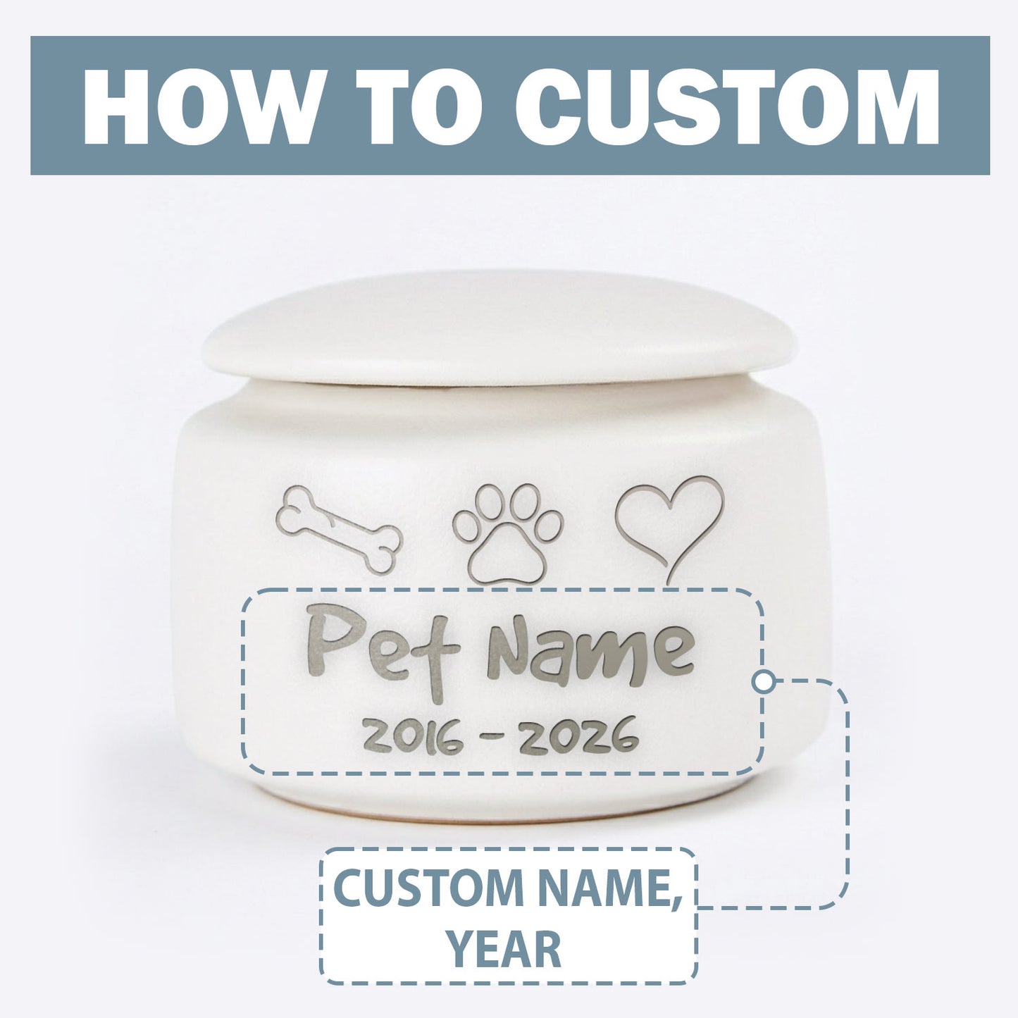 Personalized Dog & Cat Urn for Ashes—Laser Engraved Ceramic Pet Memorial Gift, Rainbow Bridge Sympathy Keepsake, Forever in My Heart