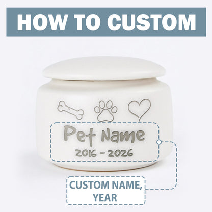 Personalized Dog & Cat Urn for Ashes—Laser Engraved Ceramic Pet Memorial Gift, Rainbow Bridge Sympathy Keepsake, Forever in My Heart
