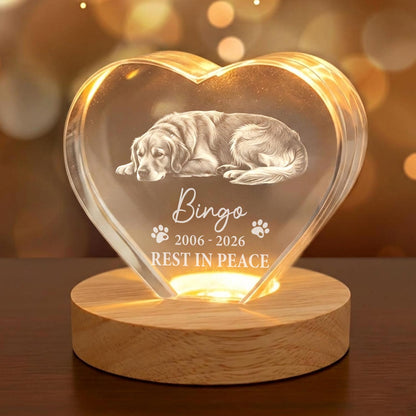 Custom 3D Photo Crystal Pet Memorial Gift-Personalized Dog Remembrance Crystal Laser Engraved in USA