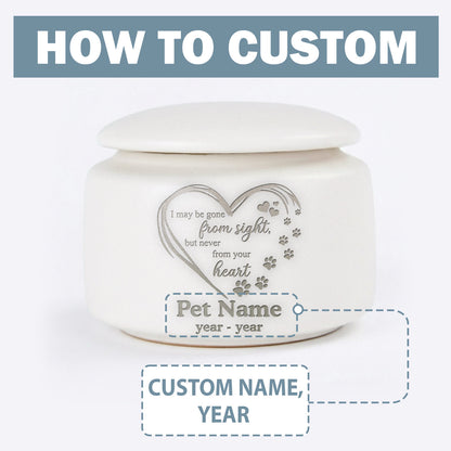 Personalized Ceramic Pet Urn for Ashes—Custom Laser Engraved Dog & Cat Memorial Gift, Rainbow Bridge Keepsake Cremation Urn