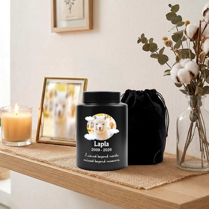 Custom Alpaca Pet Memorial Urn-Personalized Pet Loss Keepsake Ashes Jar-Stainless Steel Cremation Box